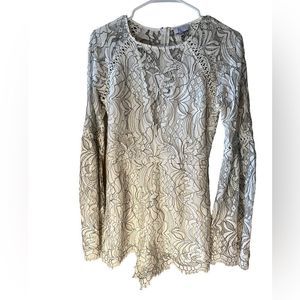 Tobi Romper Dress White Lace Mini  Long Bell Sleeves